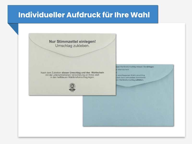 Wahlumschläge mit Aufdruck